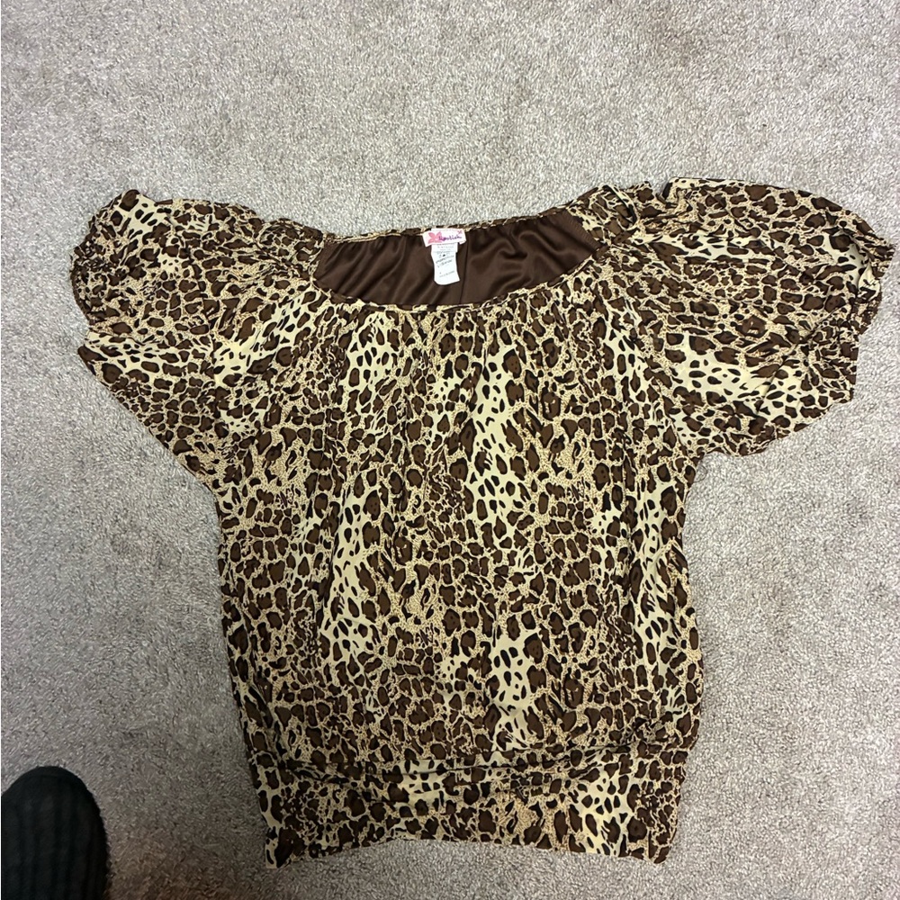 Lipstick Boutique Brown Leopard Blouse